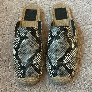 Like New Tory Burch Espadrille Mules - Snake Skin